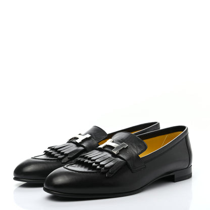 Hermes Goatskin Womens Royal Loafers 38 Black 5 of 20