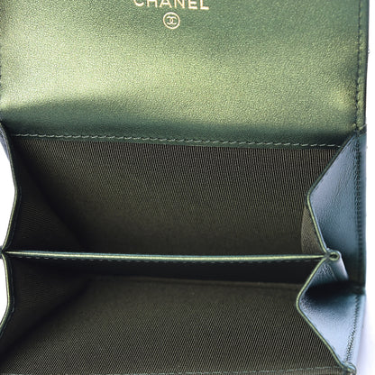 Chanel Glittered Aged Calfskin Quilted Reissue Flap Card Holder Wallet Holder Green 5 of 9