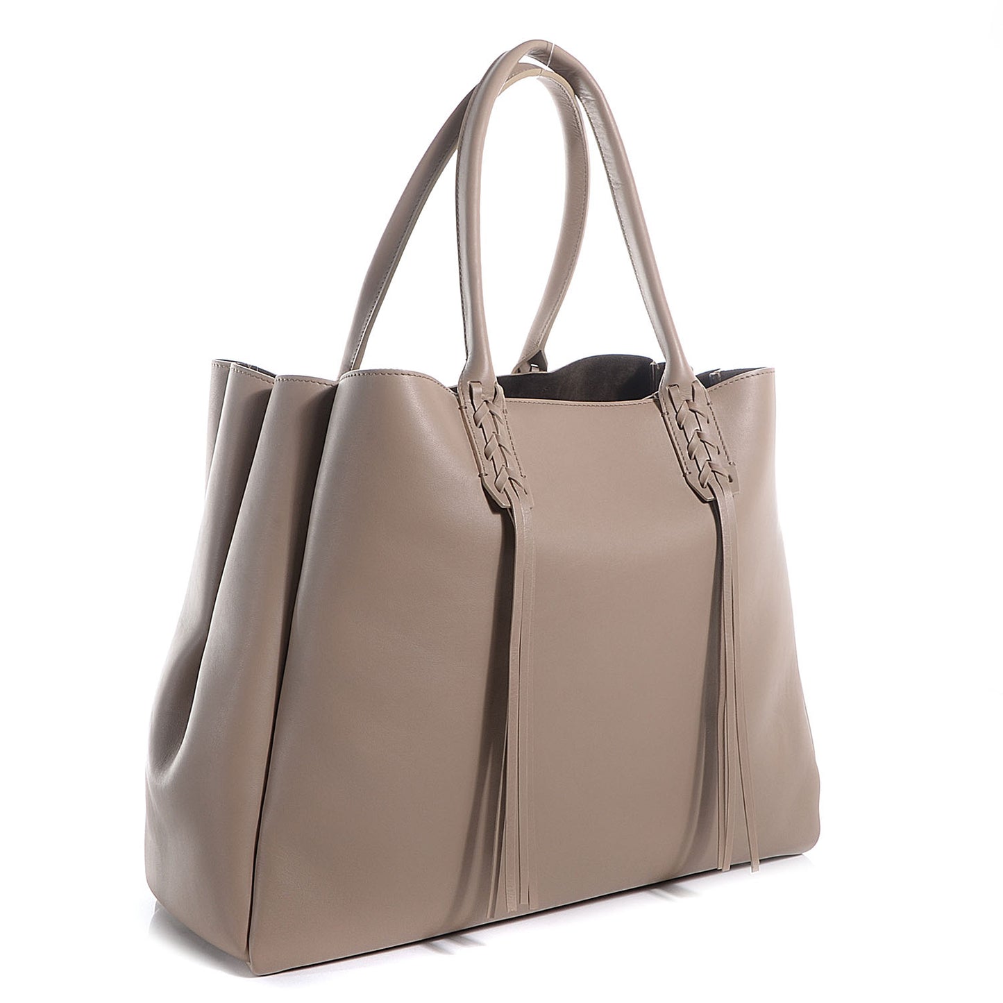 Calfskin Fringe Shopping Tote Beige