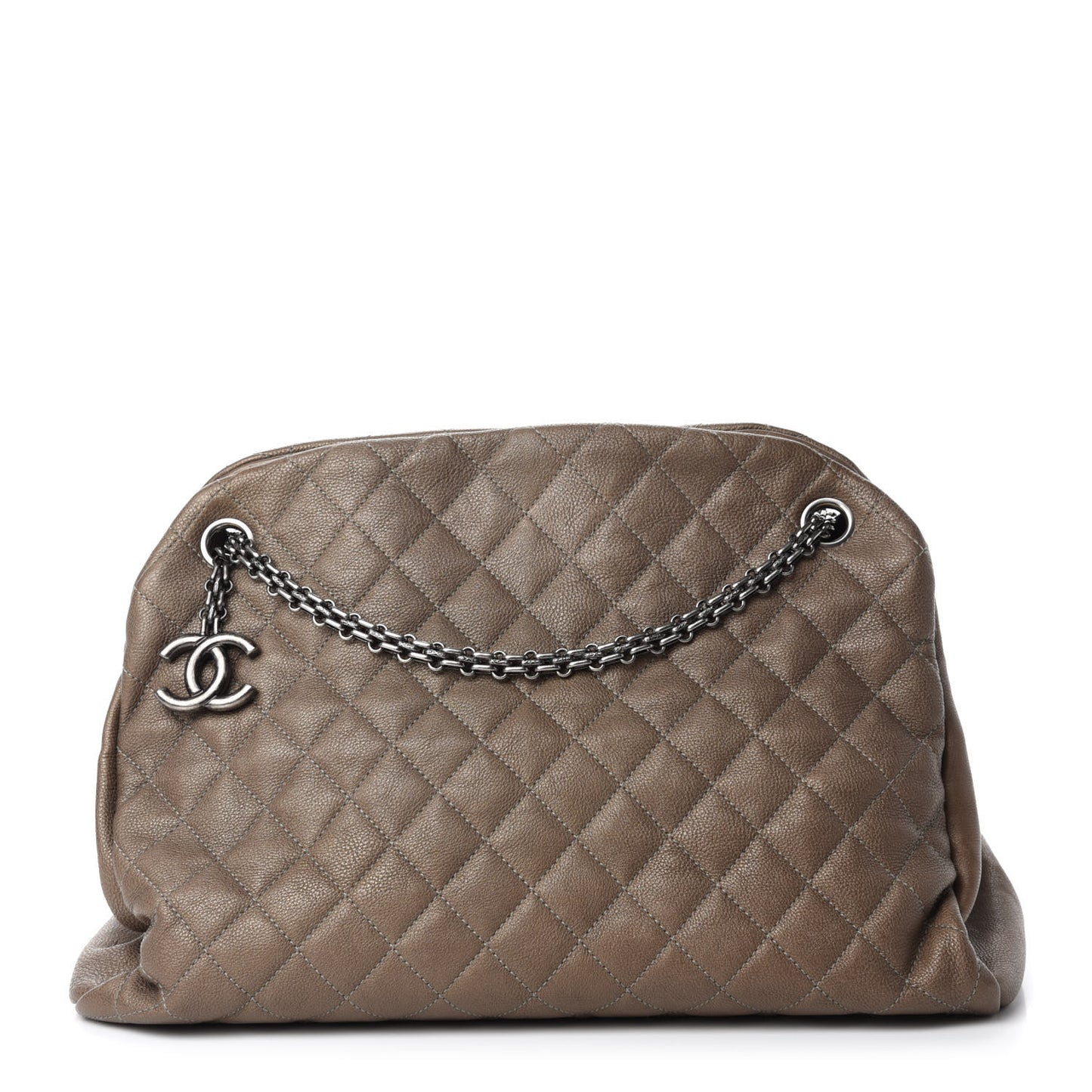 Calfskin Large Just Mademoiselle Bowling Bag Beige