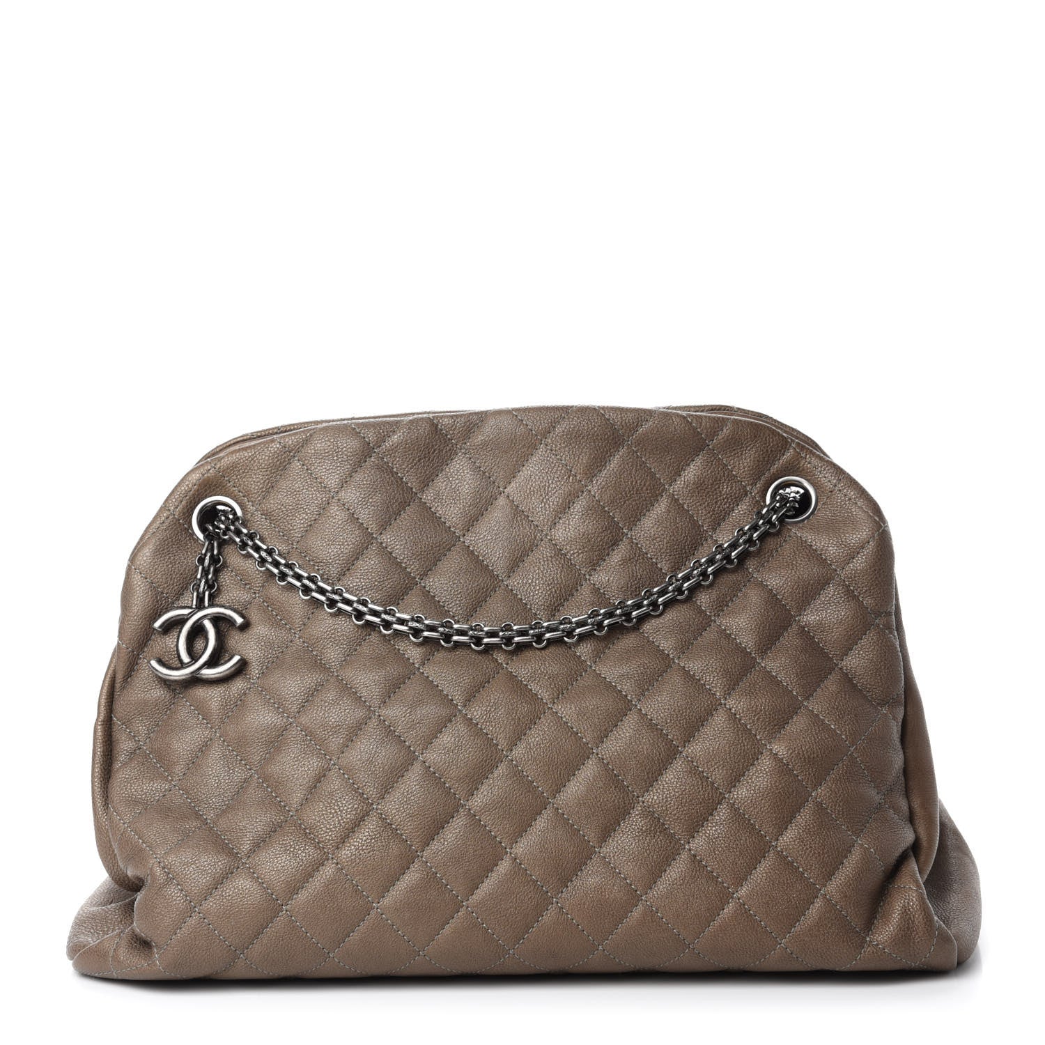 Chanel Calfskin Large Just Mademoiselle Bowling Bag Beige 1 of 9