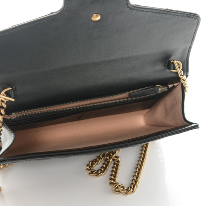 Gucci Calfskin Matelasse Mini Pearly GG Marmont Chain Wallet Black 5 of 6