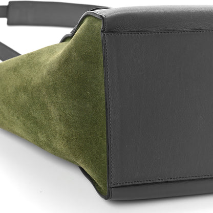 Celine Calfskin Suede Medium Tri-Color Trapeze Green 7 of 10