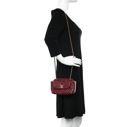 Chanel Glazed Calfskin Chevron Quilted Small Hampton Flap Burgundy 2 of 10