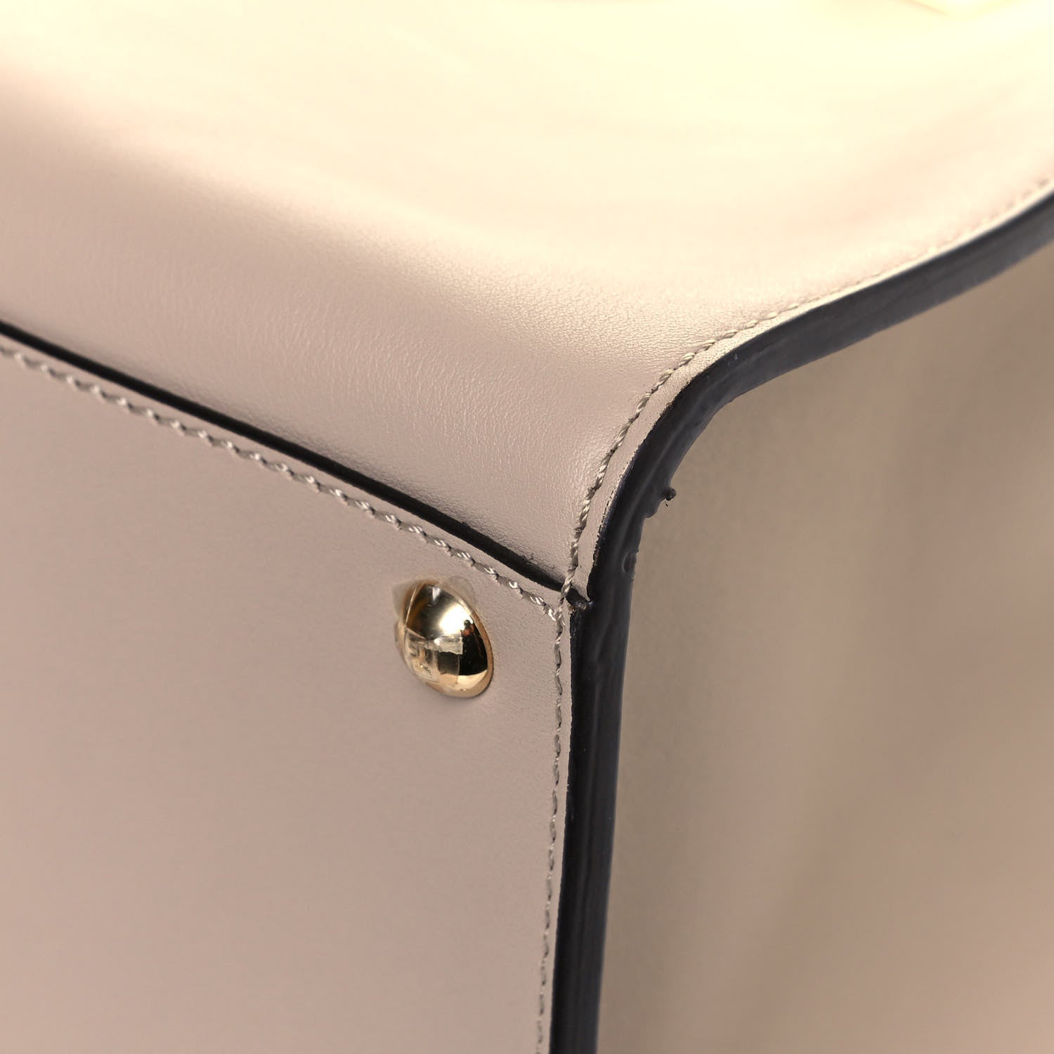 Fendi Vitello Seta Glazed Fabric FF 1974 Medium Peekaboo X-Lite Nuvola Mogano Panna 14 of 19