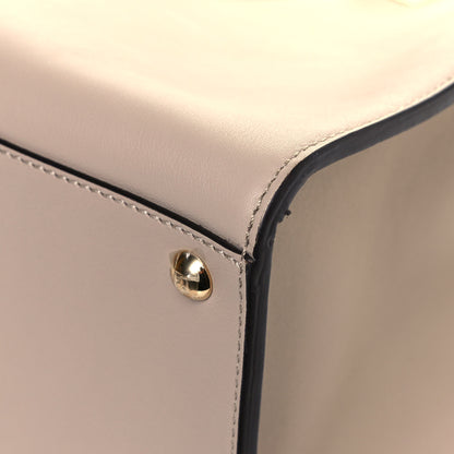 Fendi Vitello Seta Glazed Fabric FF 1974 Medium Peekaboo X-Lite Nuvola Mogano Panna 14 of 19