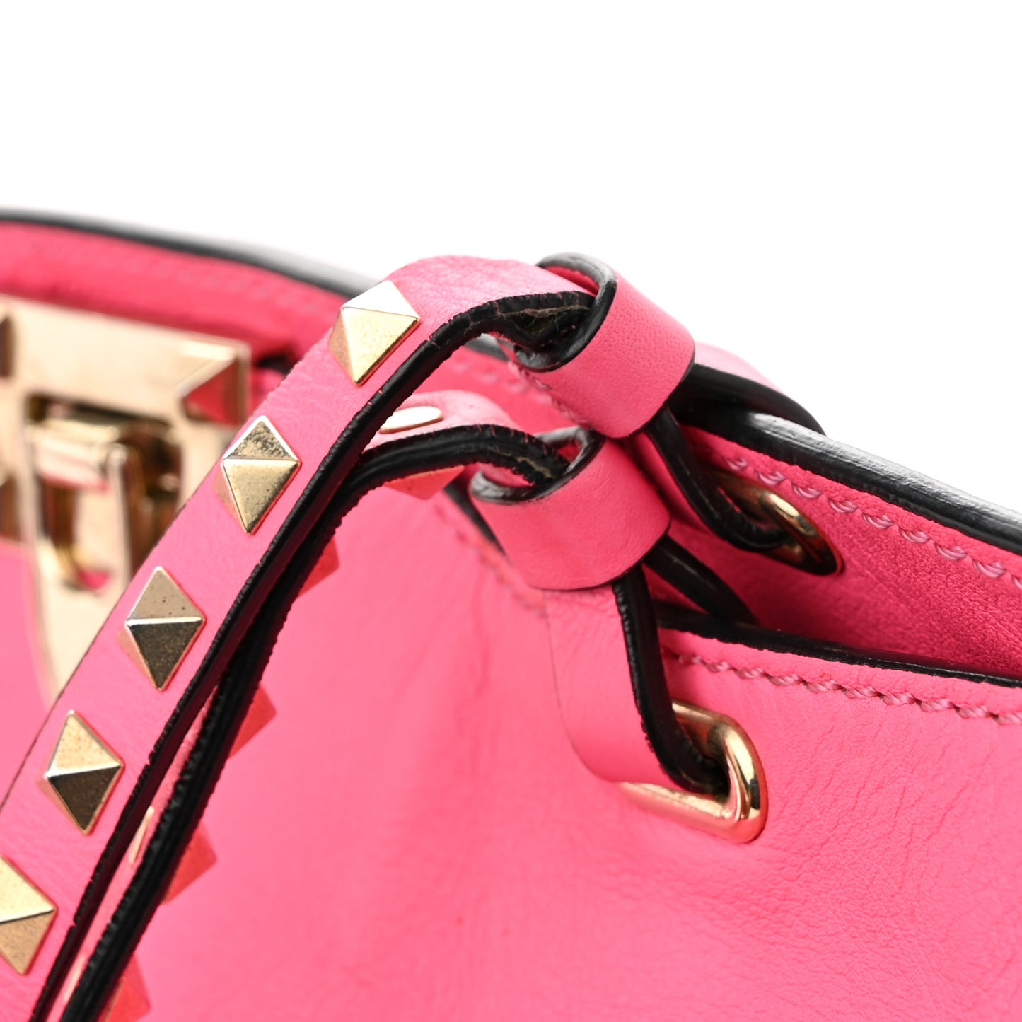 Vitello Medium Rockstud Tote Fuxia Fluo