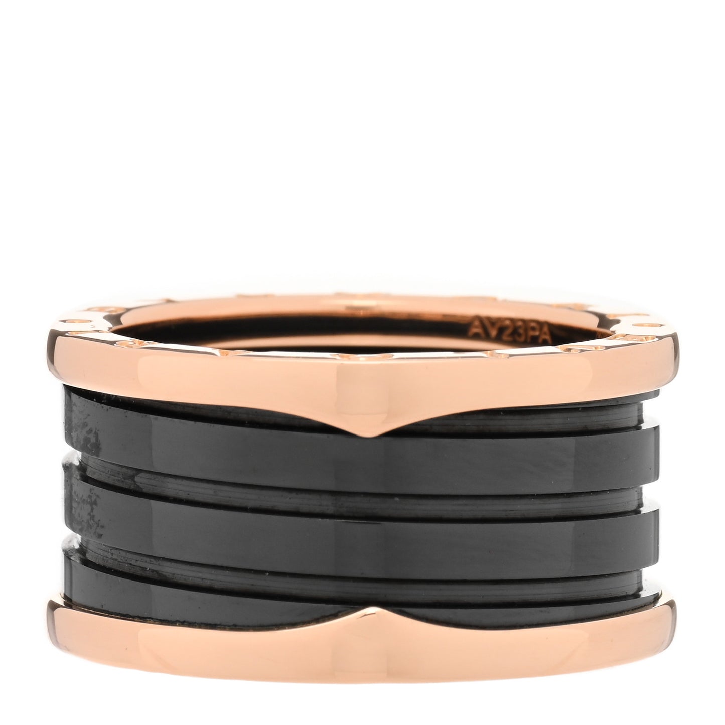 18K Rose Gold Black Ceramic B.Zero1 Four-Band Ring 58 8.5