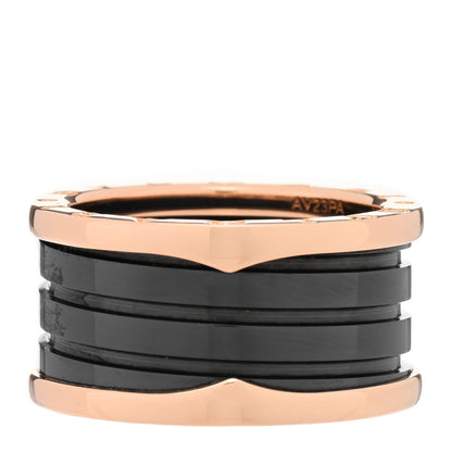 Bulgari 18K Rose Gold Black Ceramic B.Zero1 Four-Band Ring 58 8.5 1 of 6