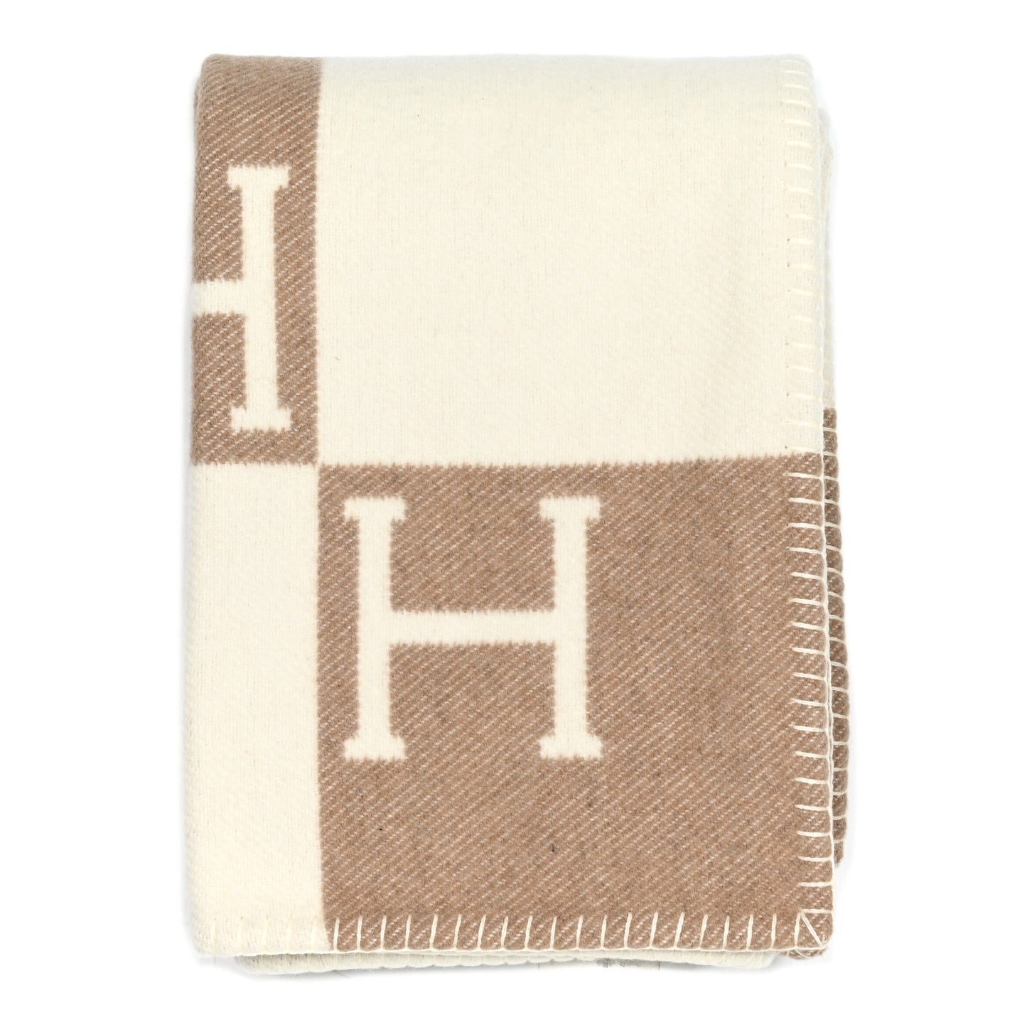 Wool Cashmere Avalon Baby Blanket Noisette Moyen White