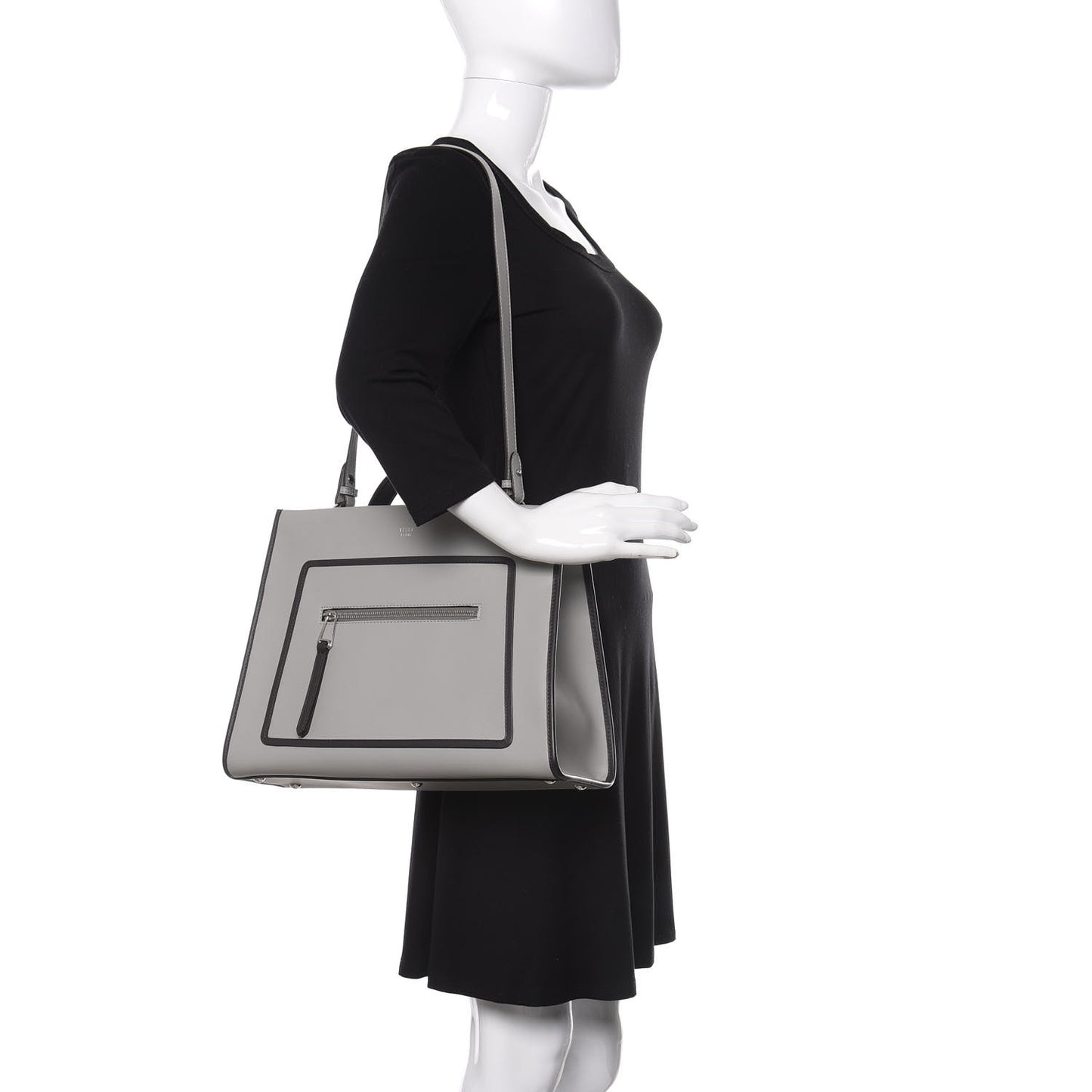 Vitello Century Opaco F is Fendi Bi-Color Regular Runaway Satchel Ghiaccio Ebano