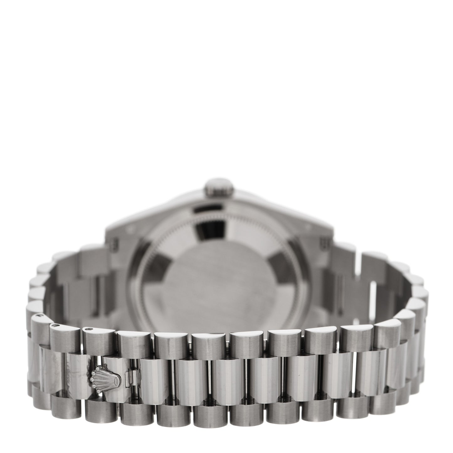 18K White Gold Diamond Bezel 36mm Oyster Perpetual Day-Date President Watch Silver 118389