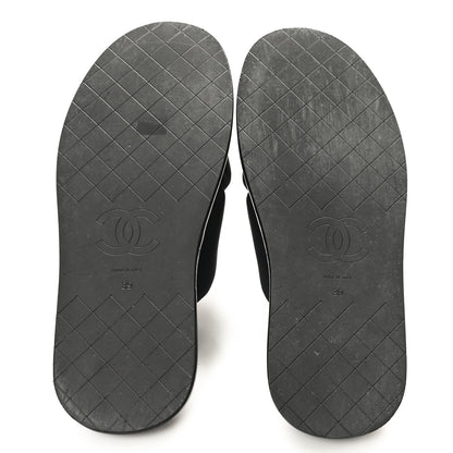 Chanel Fabric CC Mules Sandals 39 Black 6 of 10