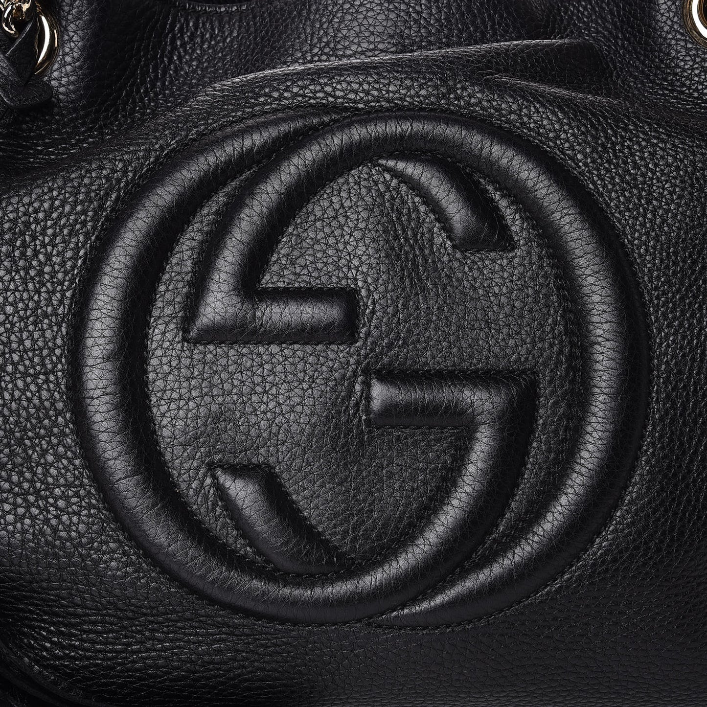 Pebbled Calfskin Medium Soho Chain Shoulder Bag Black