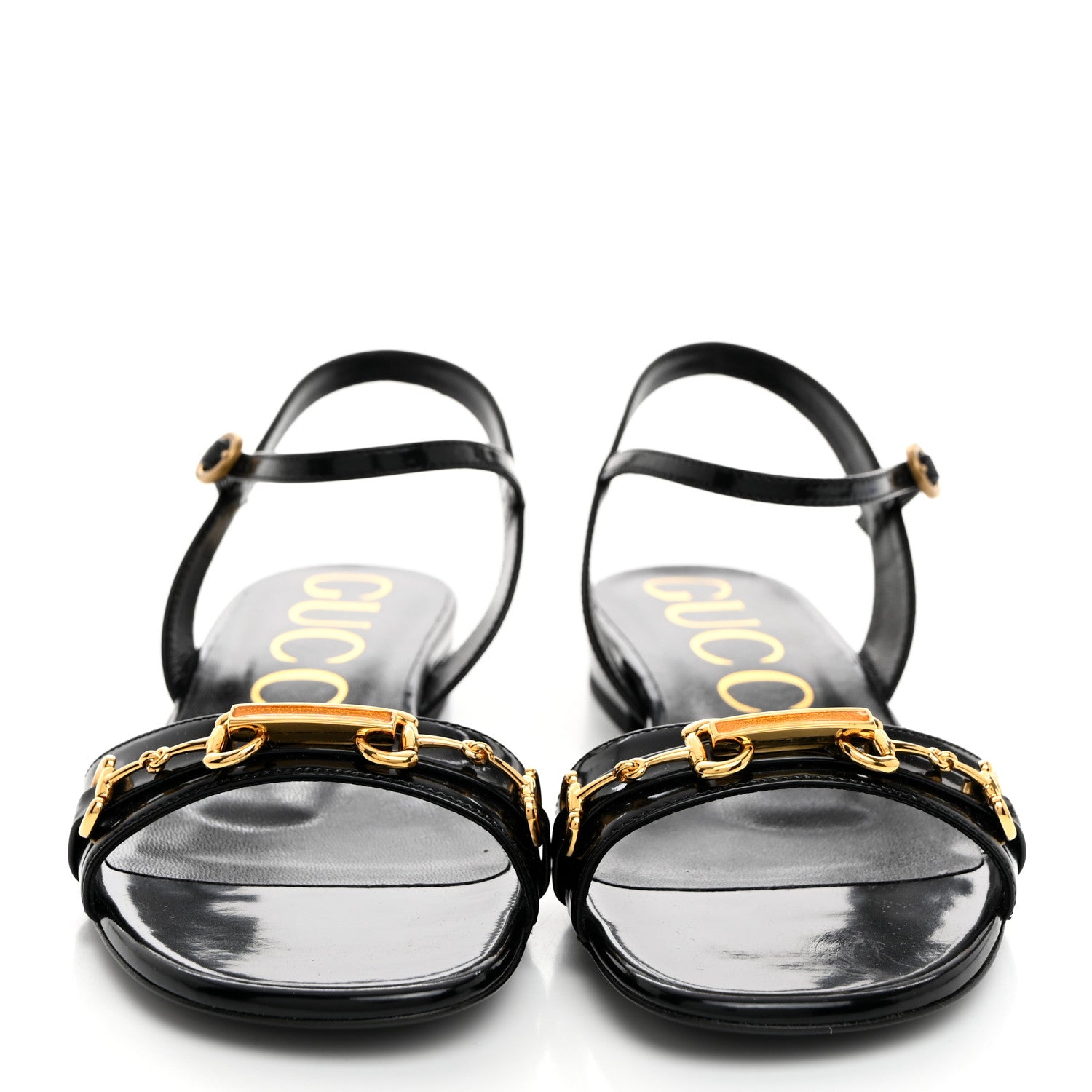 Gucci Patent Regent Horsebit Sandals 36 Black 2 of 8