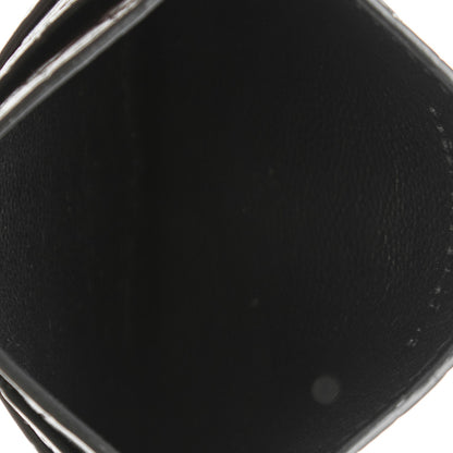 Saint Laurent Calfskin Crocodile Embossed Monogram Credit Card Case Black 5 of 7