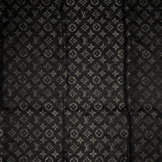 Silk Lurex Wool Monogram Shine Shawl Black