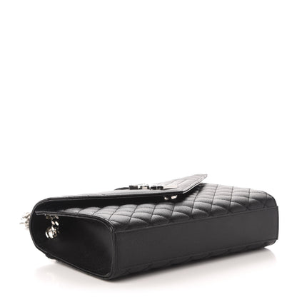 Saint Laurent Grain De Poudre Textured Mixed Matelasse Triquilt Medium Monogram Satchel Black 3 of 9