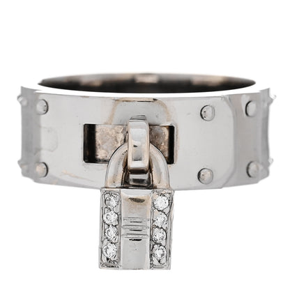 Hermes 18K White Gold Diamond Kelly Lock Ring 56 7.5 1 of 4