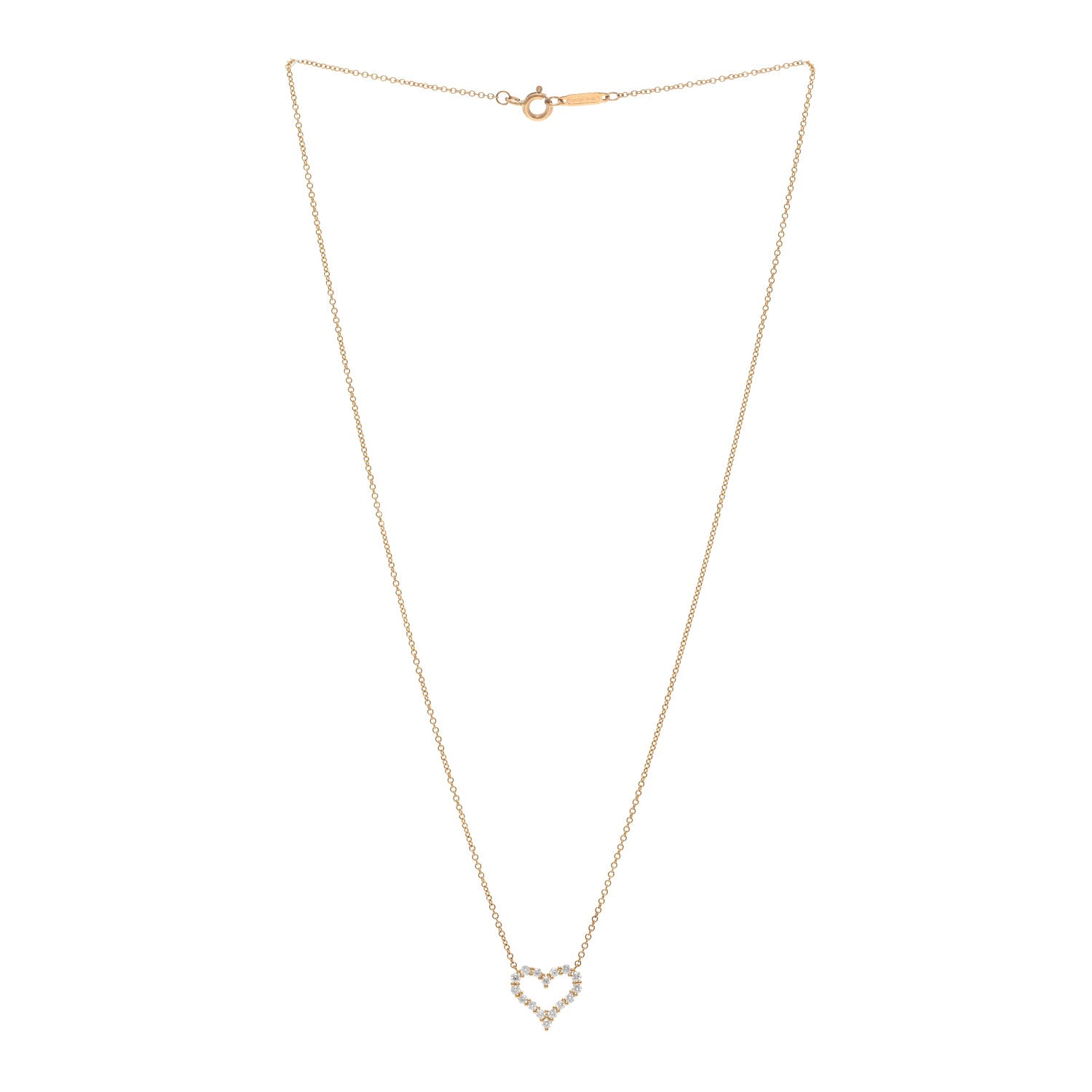 Tiffany 18K Yellow Gold Diamond Mini Heart Pendant Necklace 3 of 5