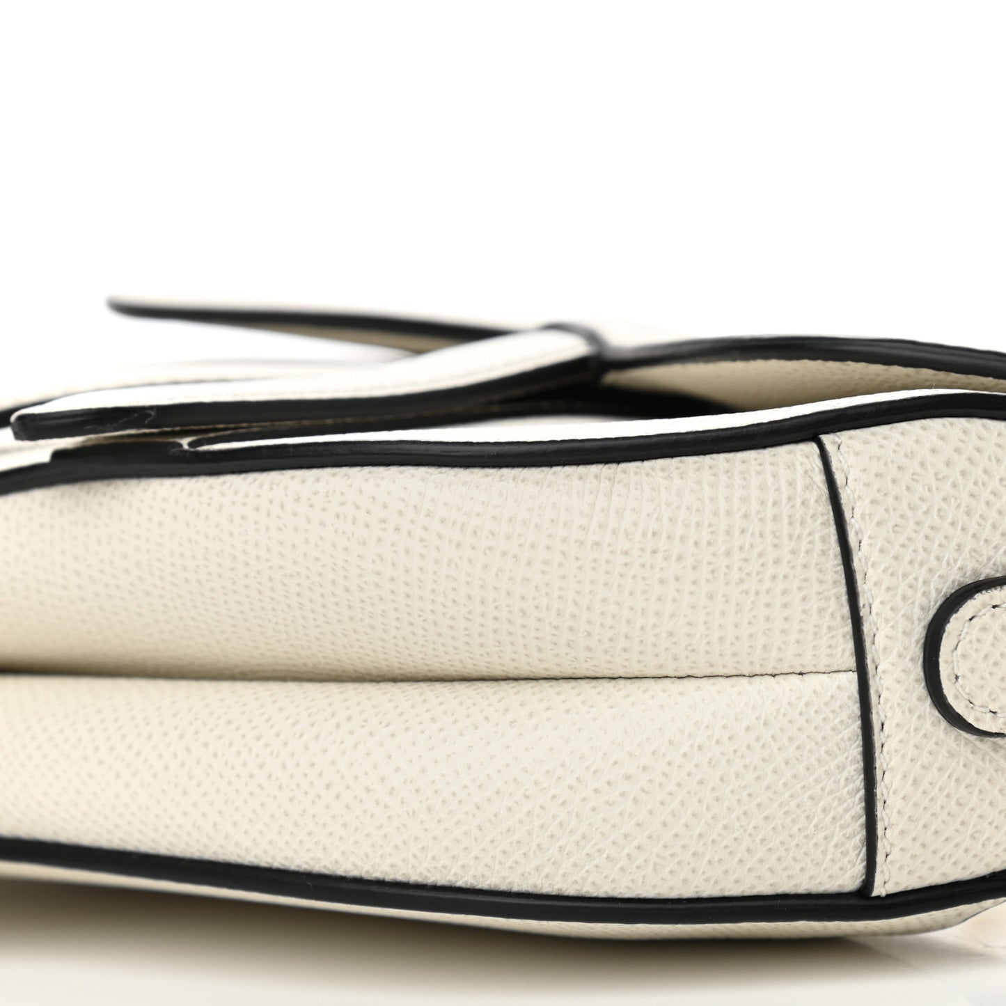 Grained Calfskin Mini Saddle Bag White