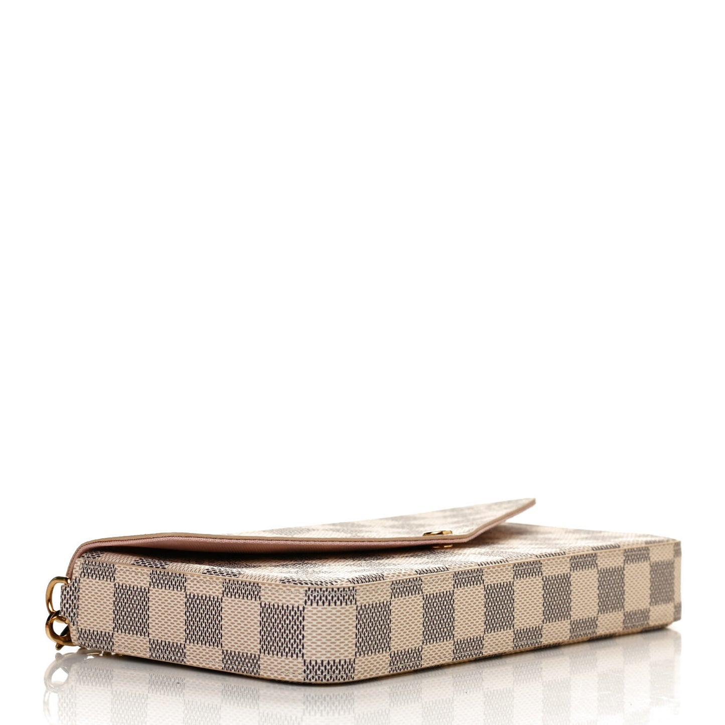 Damier Azur Pochette Felicie Chain Wallet Rose Ballerine