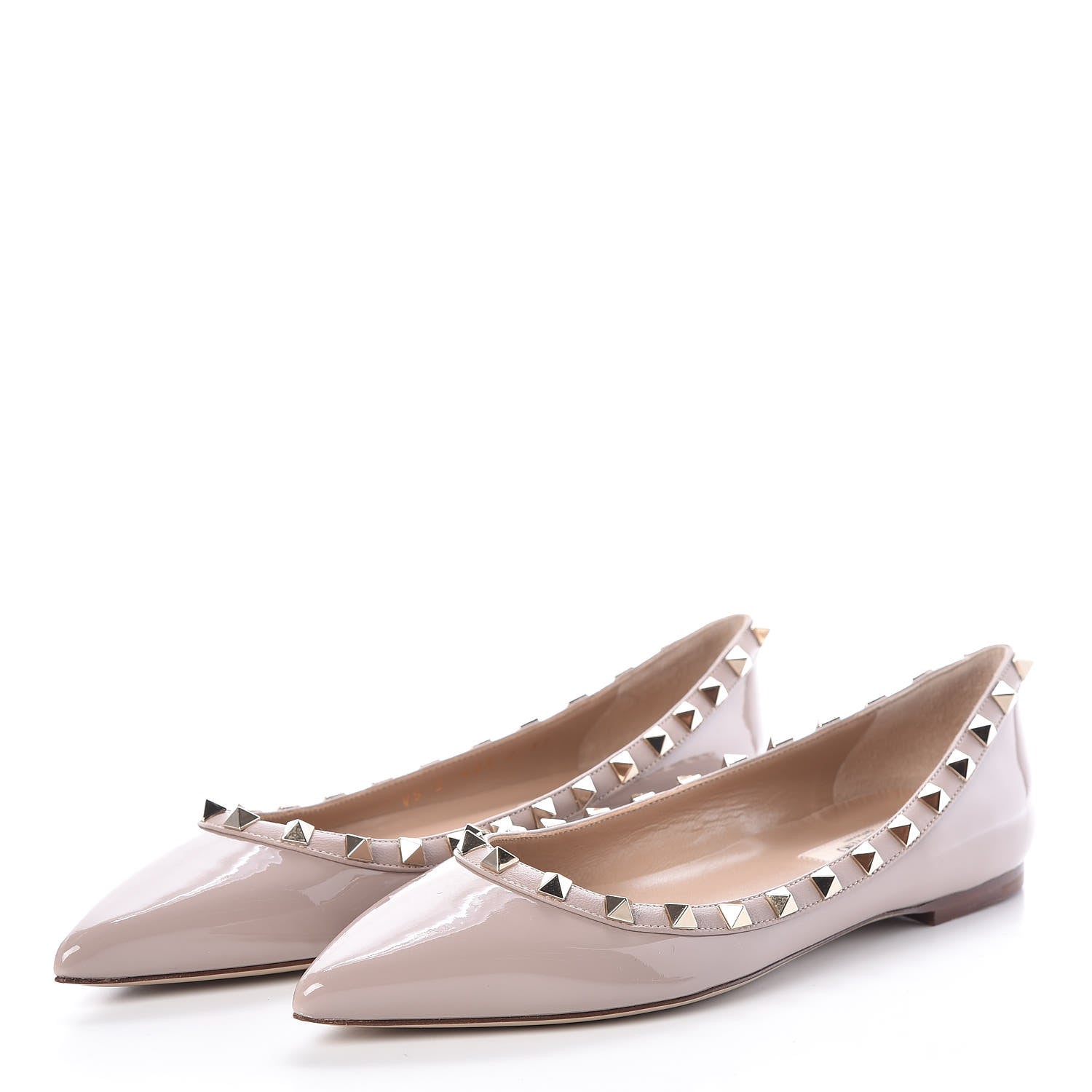 Valentino Garavani Patent Rockstud Ballerina Flats 37.5 Poudre 3 of 8