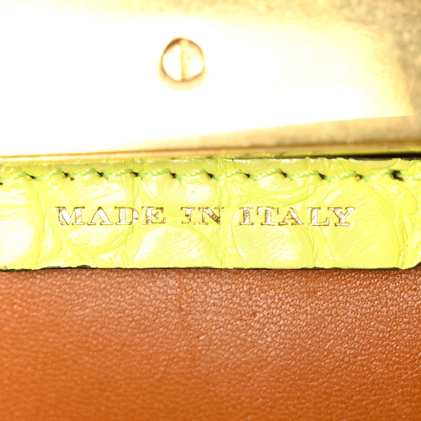 Alligator Mini Frame Bag Neon Yellow