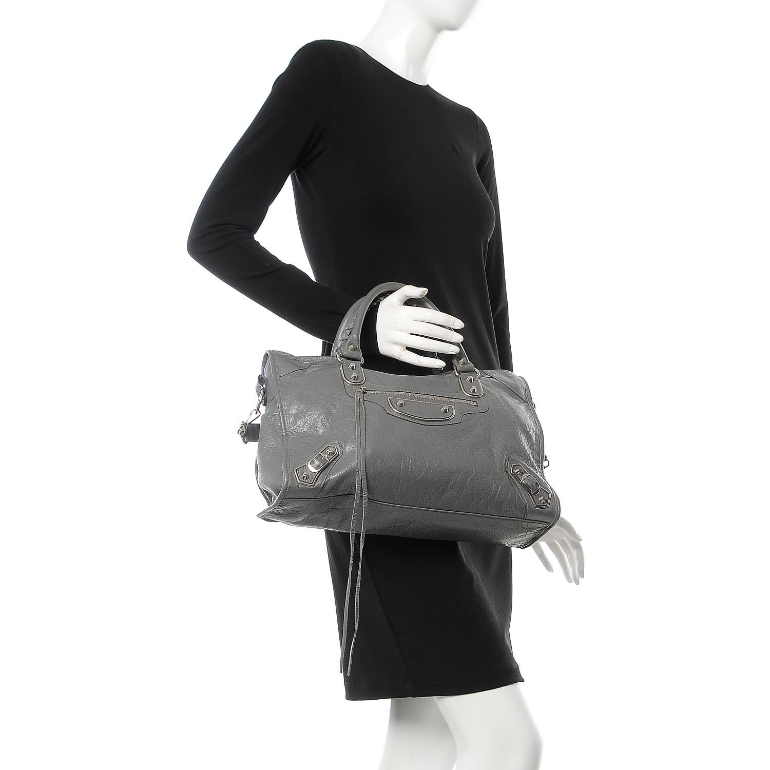 Balenciaga Chevre Silver Metallic Edge Hardware City Gris Cendre 3 of 8