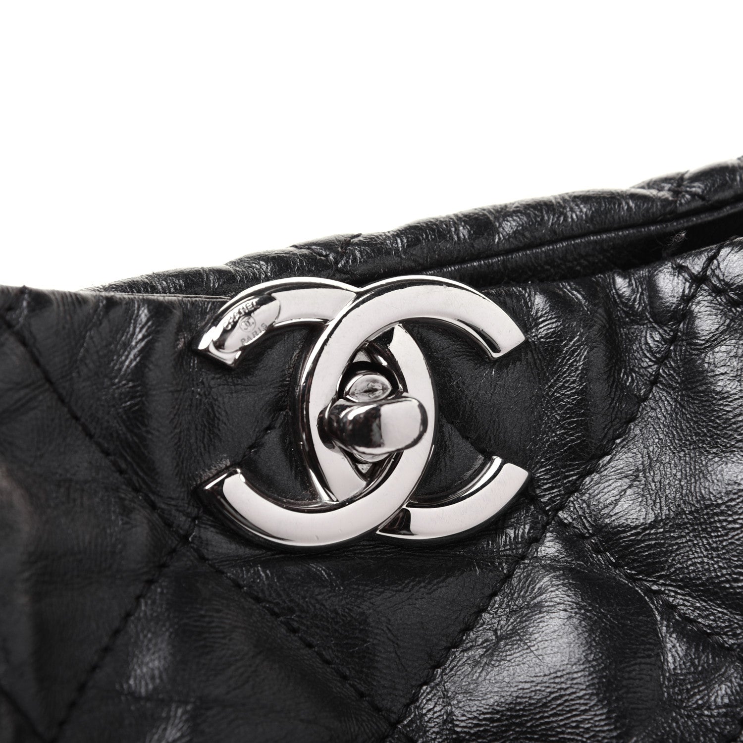 Chanel Metallic Crackled Calfskin Quilted Large Big Bang Hobo Black 14 of 22