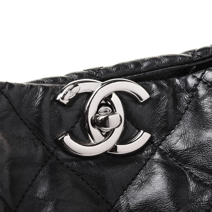 Chanel Metallic Crackled Calfskin Quilted Large Big Bang Hobo Black 14 of 22