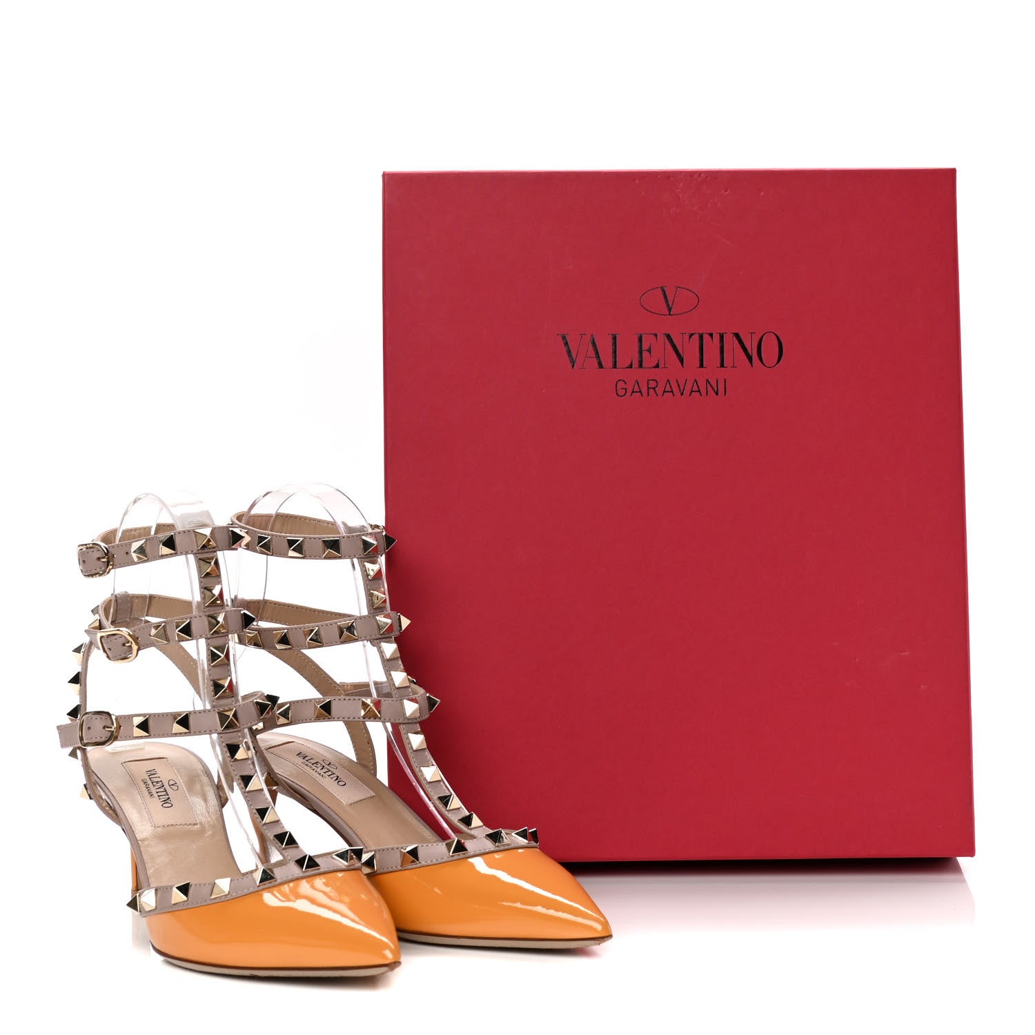 Valentino Garavani Patent Nappa Rockstud Ankle Strap 65mm Pumps 35 Mandarin Sorbet Poudre 10 of 10