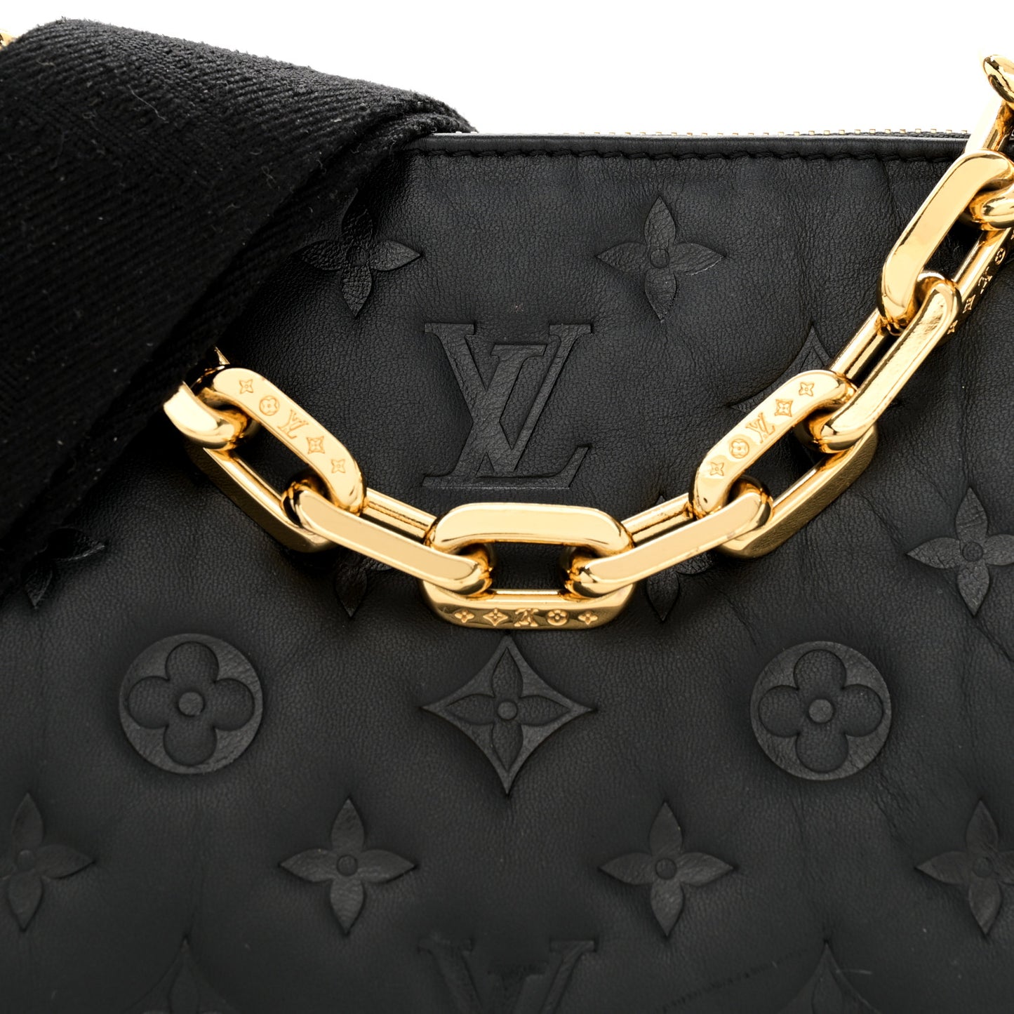Lambskin Embossed Monogram Coussin PM Black