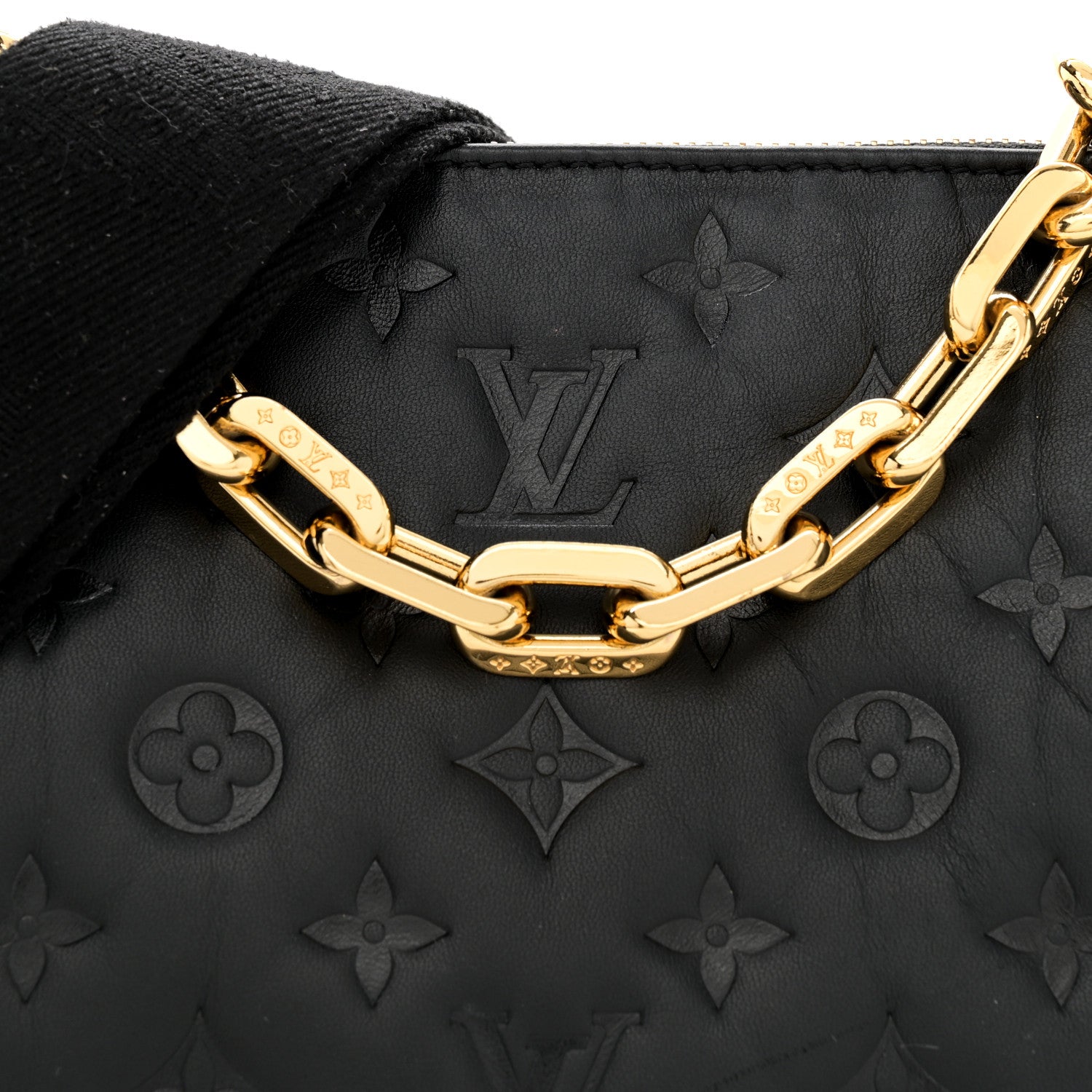 Louis Vuitton Lambskin Embossed Monogram Coussin PM Black 9 of 11