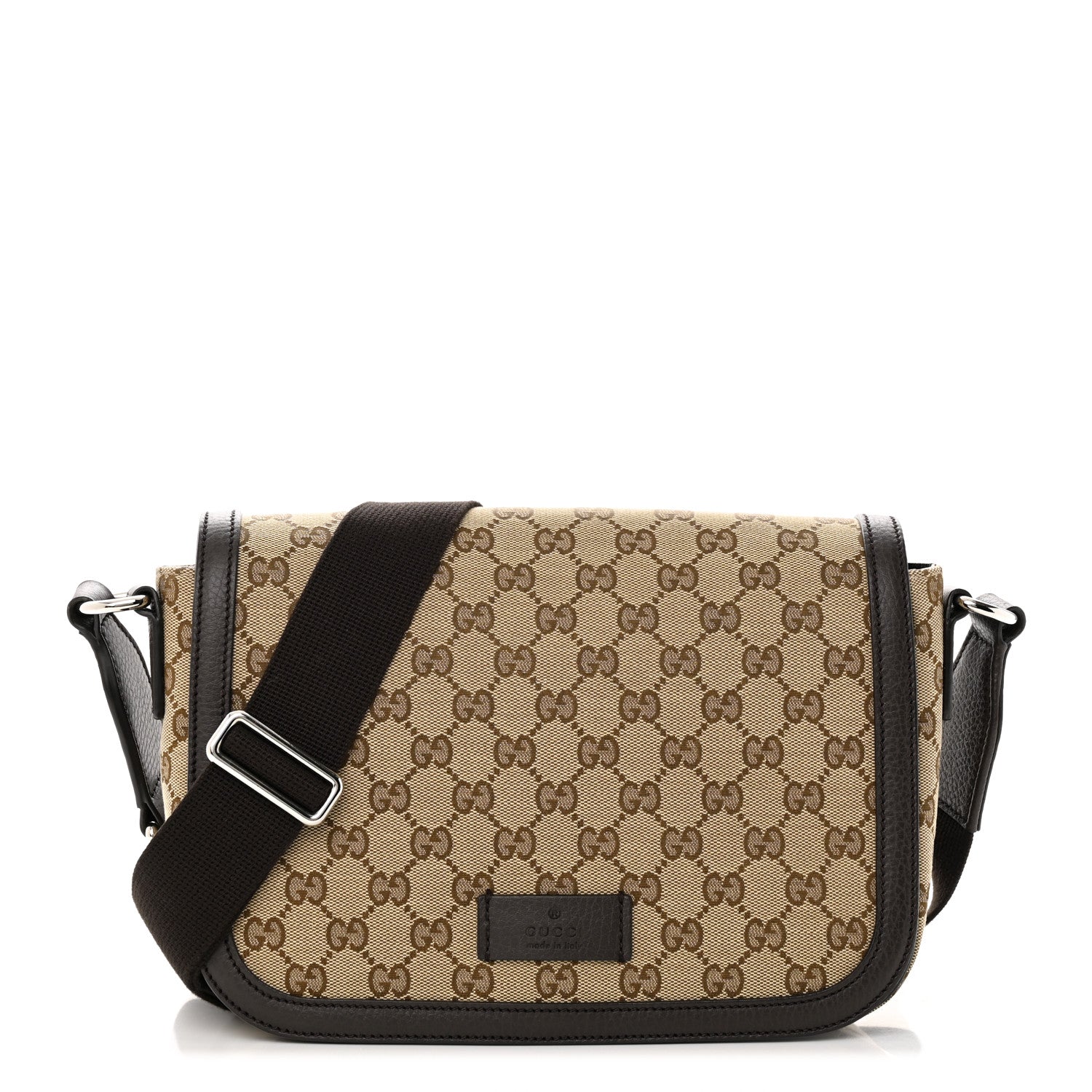 Gucci Monogram Flap Messenger Bag Beige Dark Brown 1 of 11