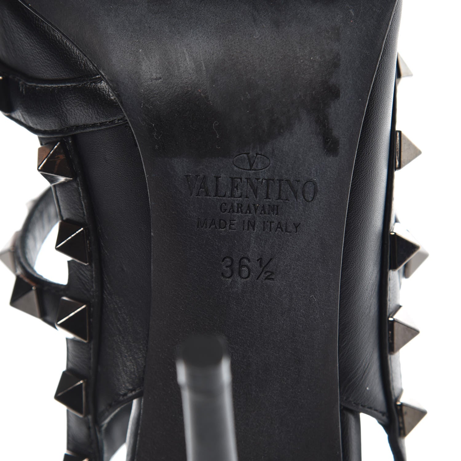 Valentino Garavani Nappa Rockstud Ankle Strap Pumps 36.5 Black 7 of 8