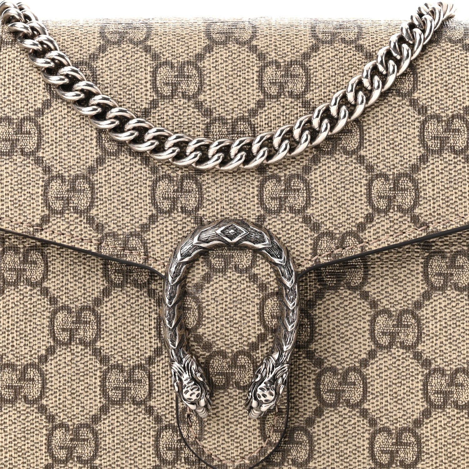Gucci GG Supreme Monogram Mini Dionysus Chain Wallet Beige Taupe 8 of 12