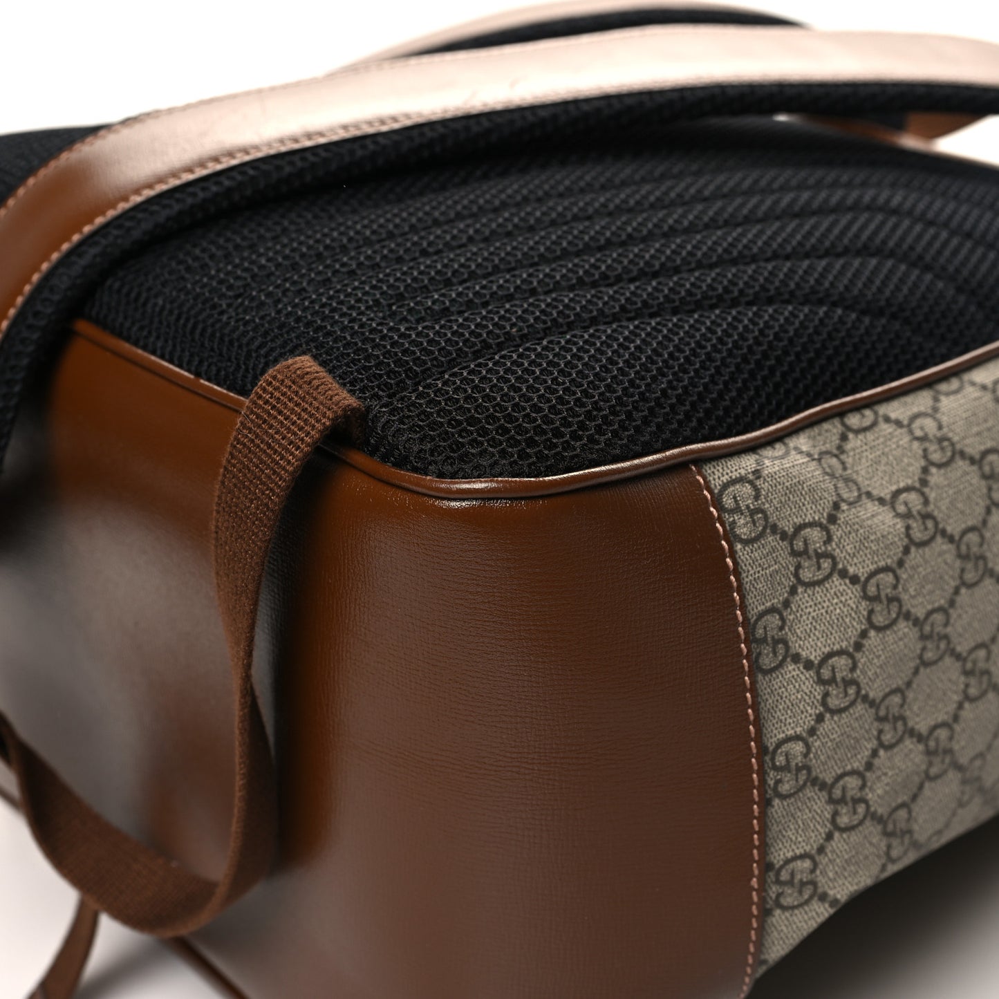 GG Supreme Monogram Azalea Calfskin Medium Retro Interlocking G Buckle Backpack Beige Ebony Brown Sugar