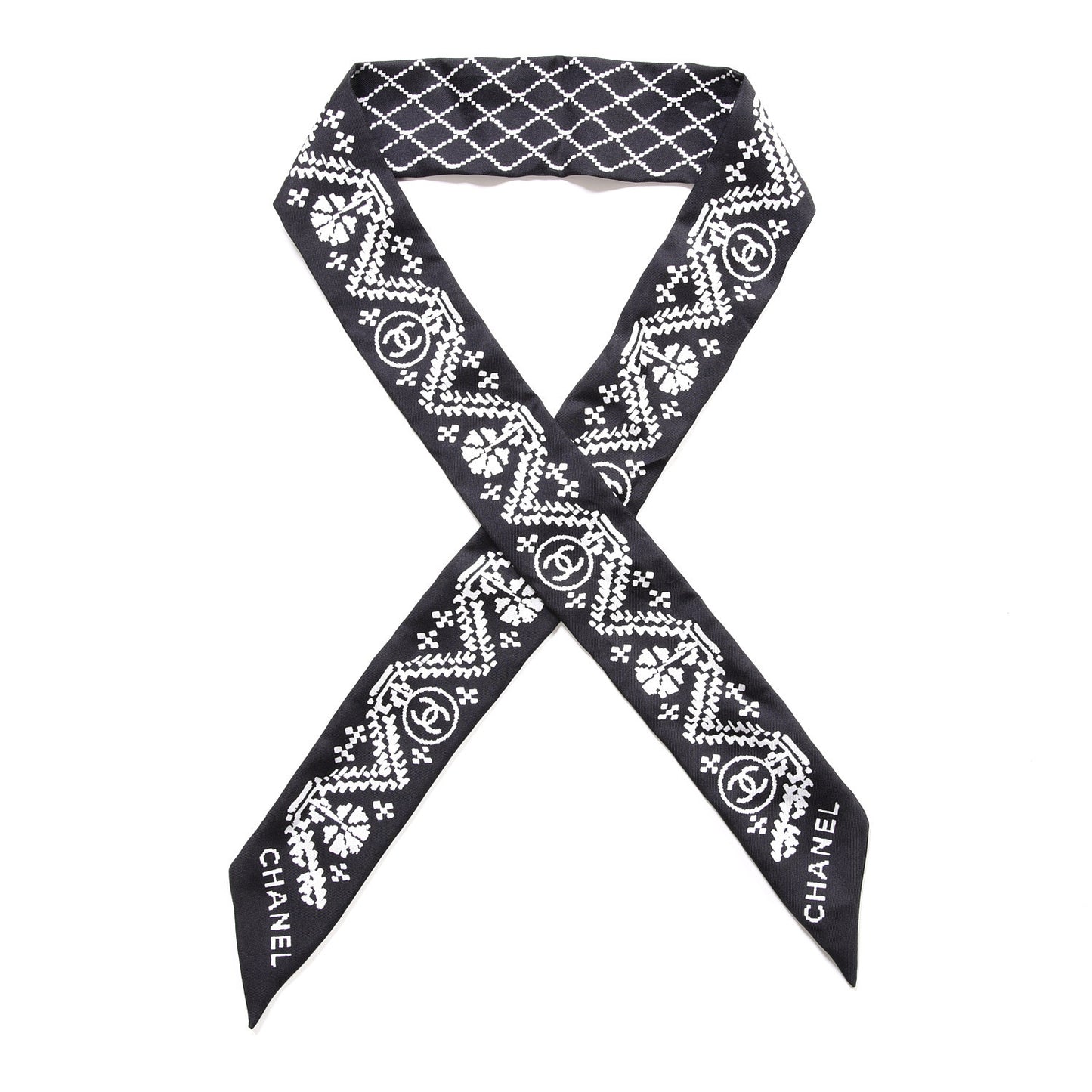 Silk CC Slim Bandeau Scarf Black