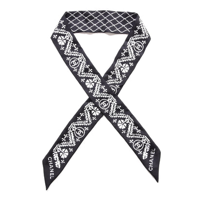 Chanel Silk CC Slim Bandeau Scarf Black 1 of 4