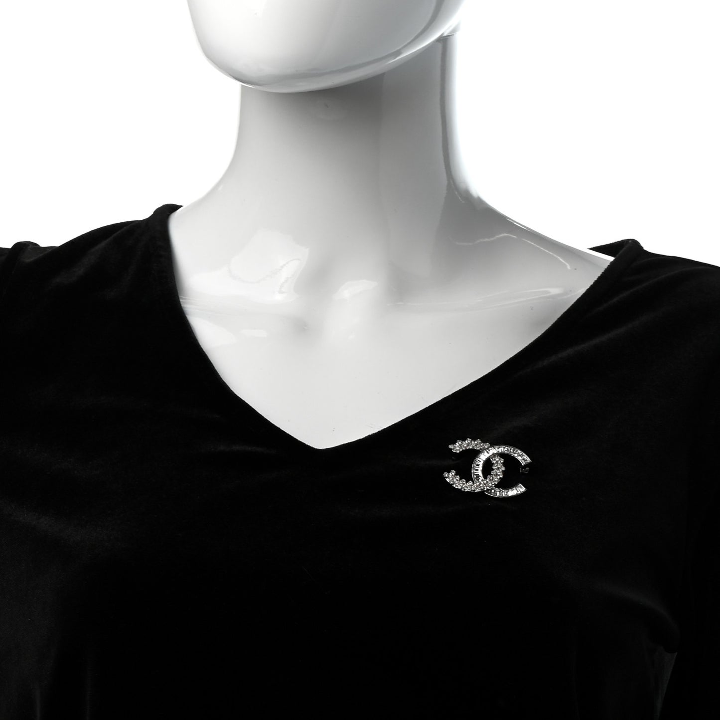 Baguette Crystal CC Brooch Silver