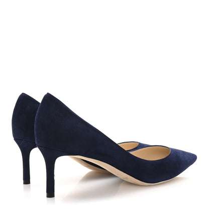 Jimmy Choo Suede Pointy Toe Romy 60 Pumps 38.5 Navy 5 of 9
