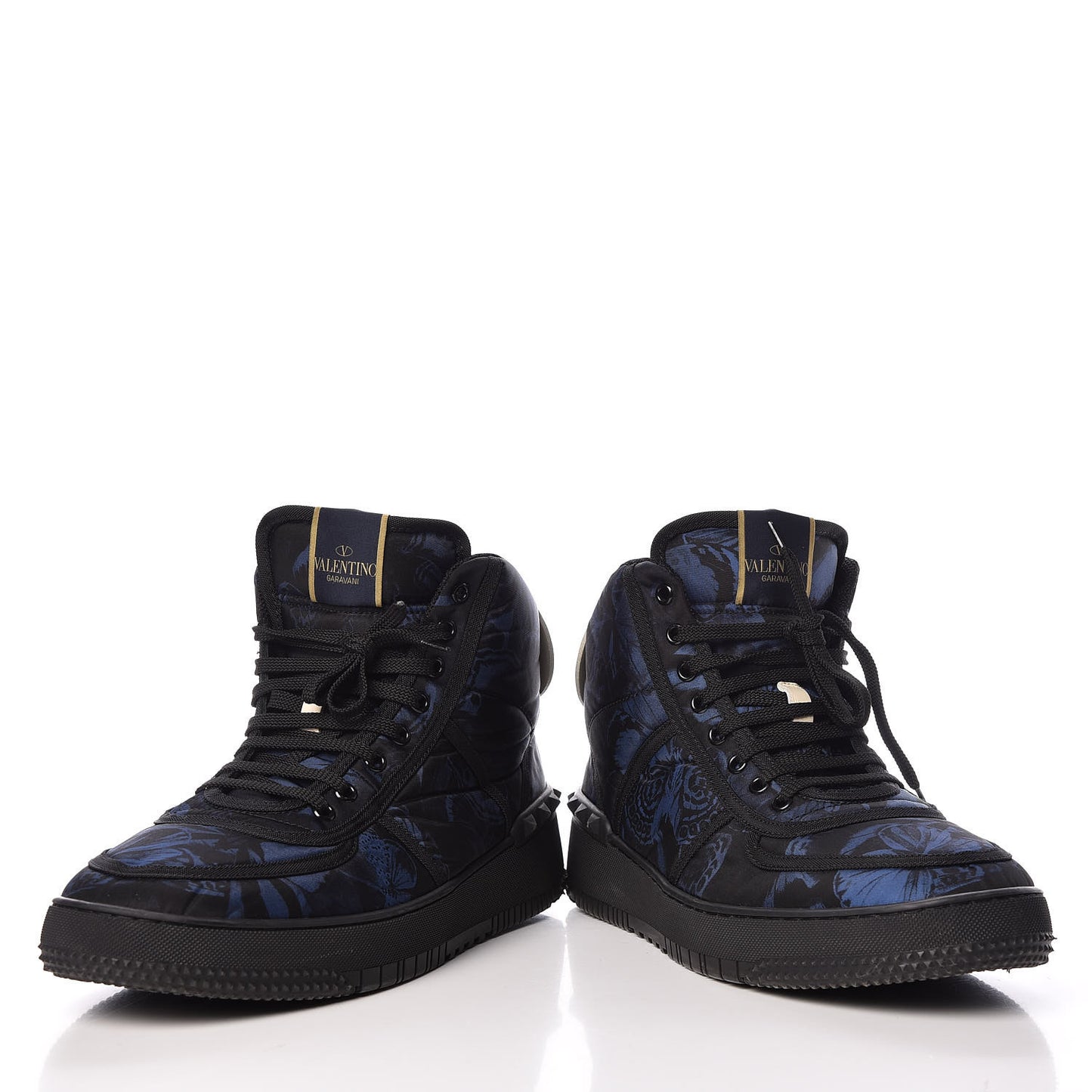 Nylon Camubutterfly Mens Rockstud High Top Sneakers 45 Marine Light Ivory Black