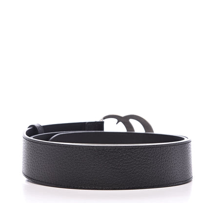 Gucci Textured Dollar Calfskin Nickel Double G 40mm Belt 95 38 Black 3 of 7