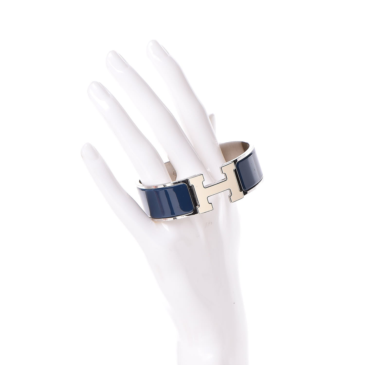 Hermes Enamel Wide Clic Clac H Bracelet GM Indigo 2 of 7