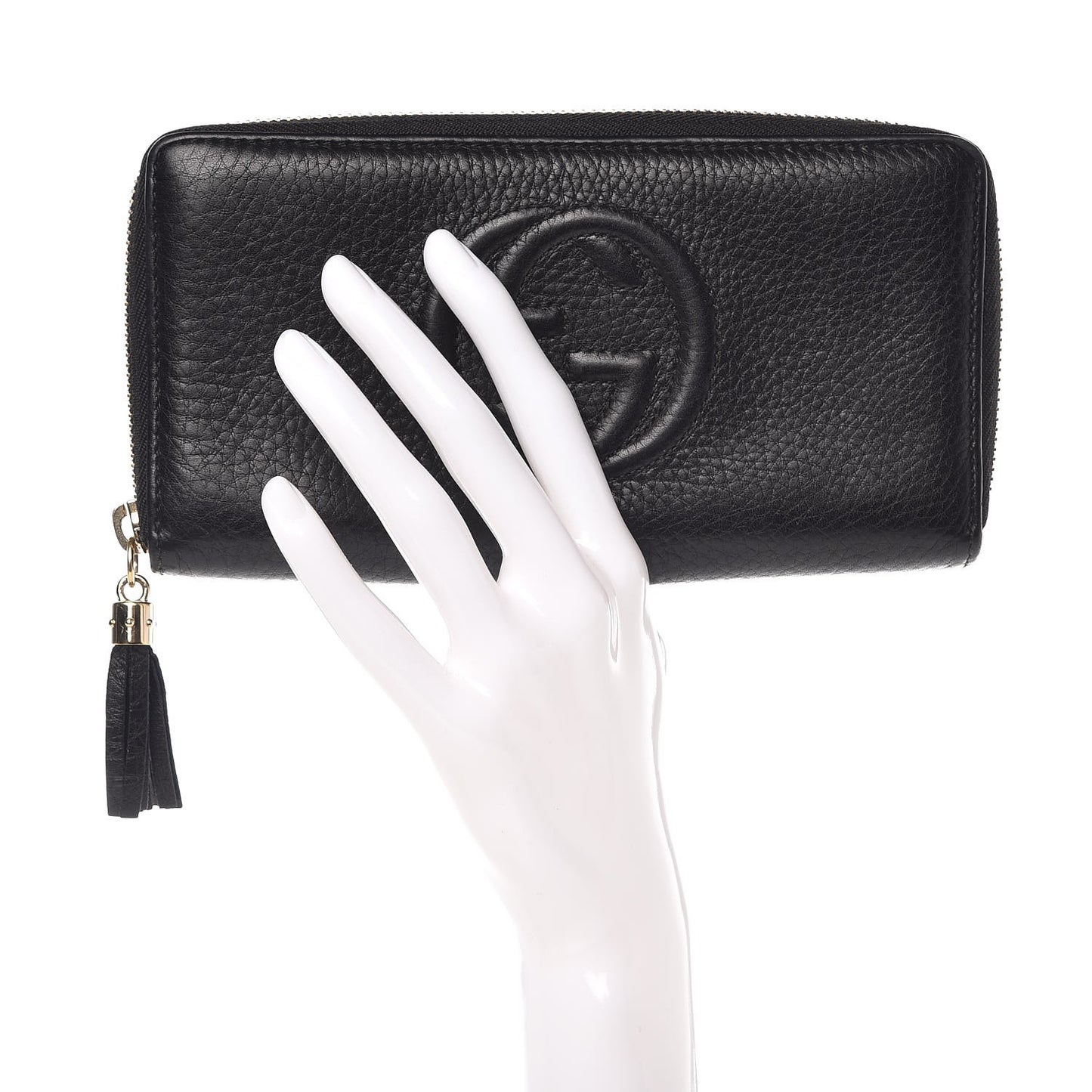 Pebbled Calfskin Soho Zip Around Wallet Black