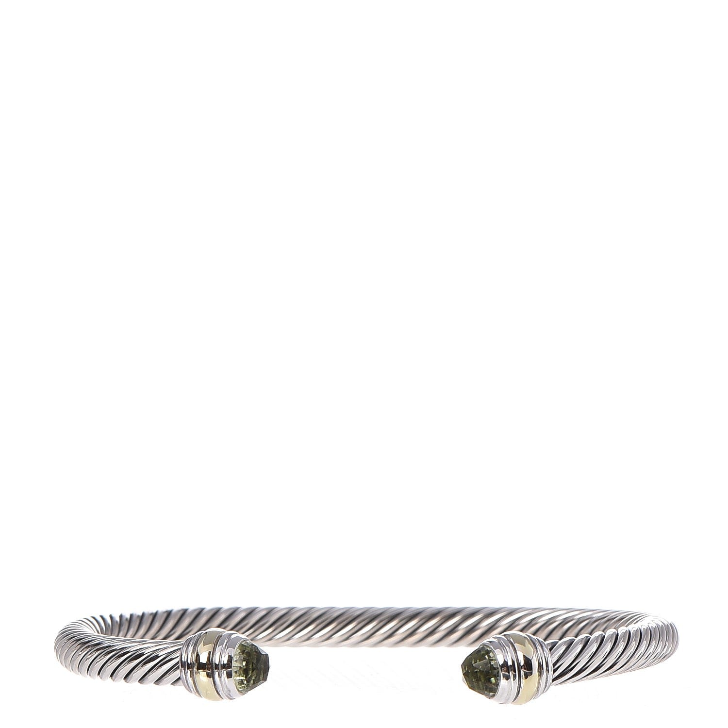 David Yurman Sterling Silver 14K Yellow Gold Prasiolite 5mm Cable Classics Bracelet 1 of 4