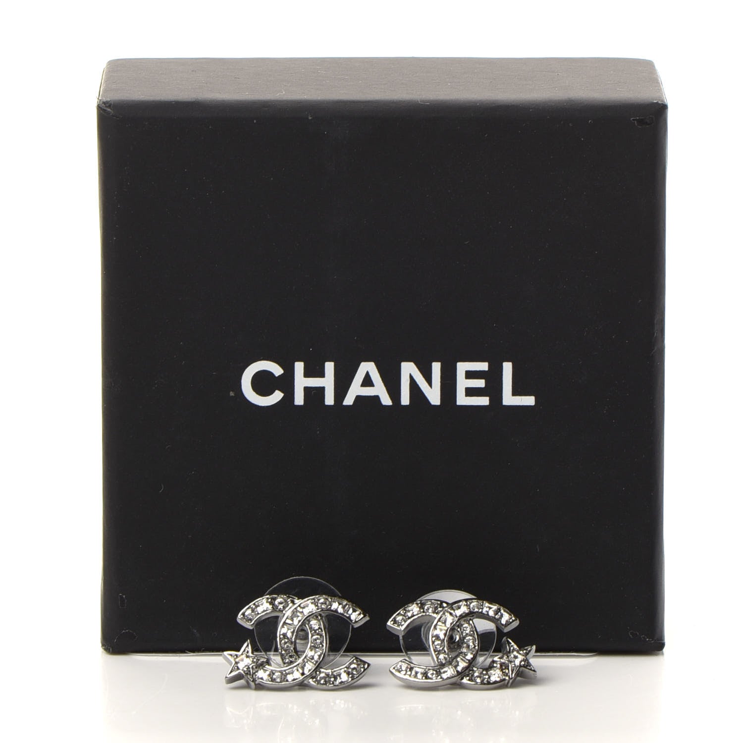 Chanel Crystal CC Starfall Earrings Silver 5 of 5