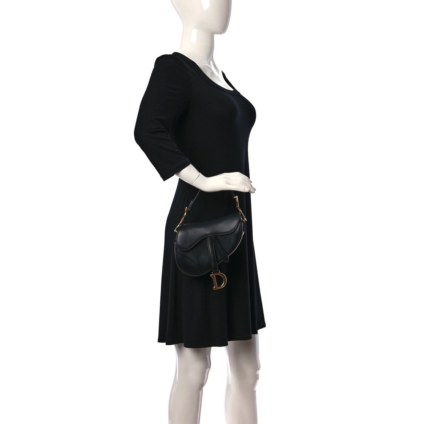 Calfskin Mini Saddle Bag Black