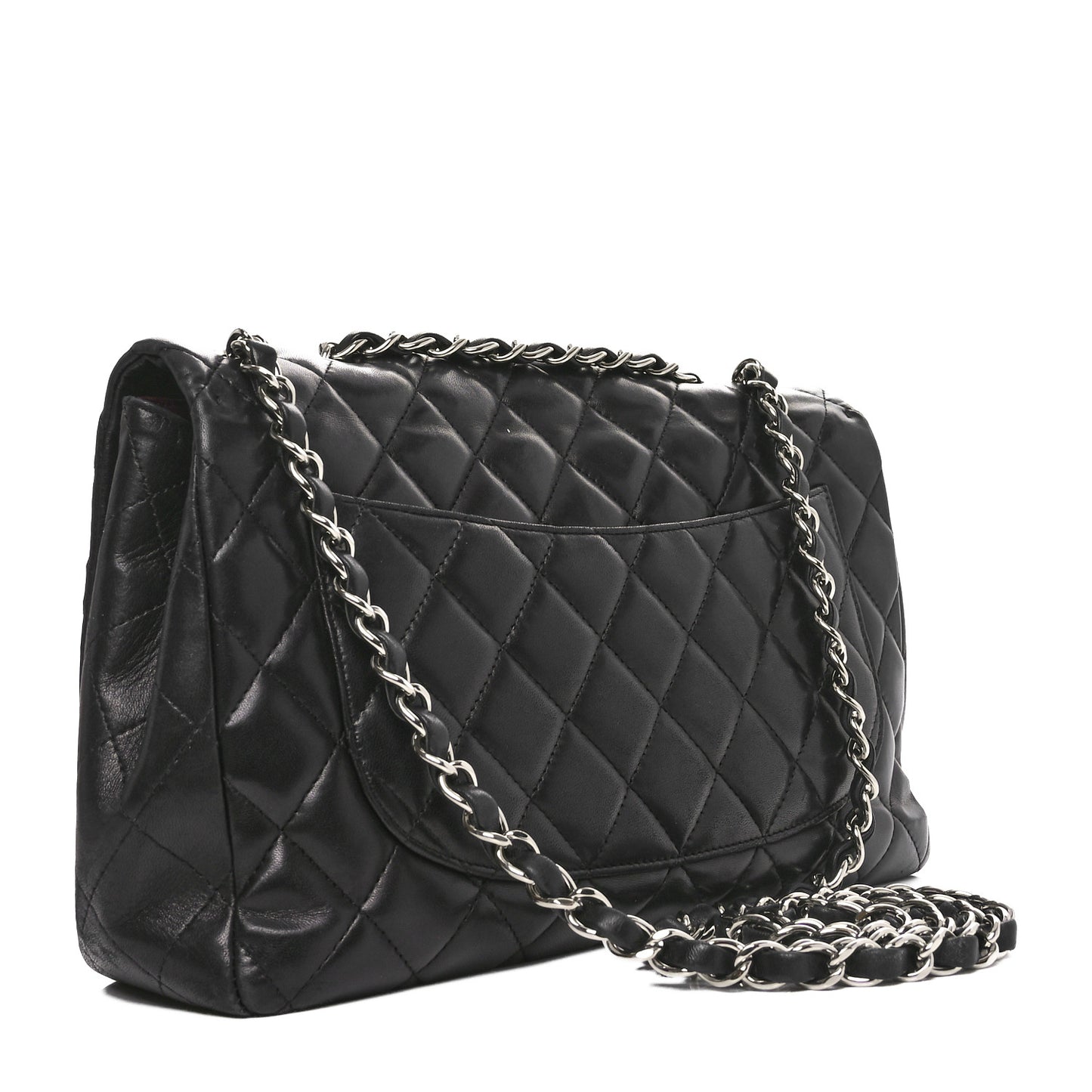 Lambskin Quilted Jumbo Single Flap Black
